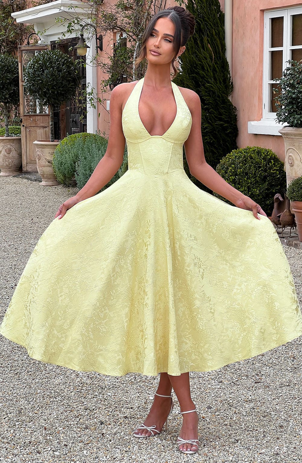 Isabella | Women’s Wedding Guest Dress Halter Midi Dress