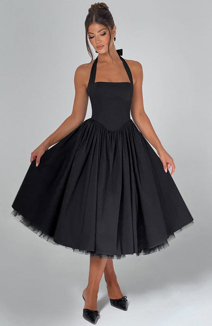 Clara | Women Wedding Guest Halter Midi Dress
