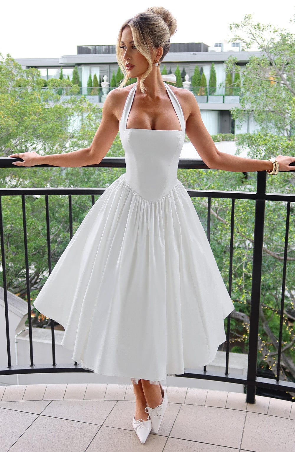 Clara | Women Wedding Guest Halter Midi Dress