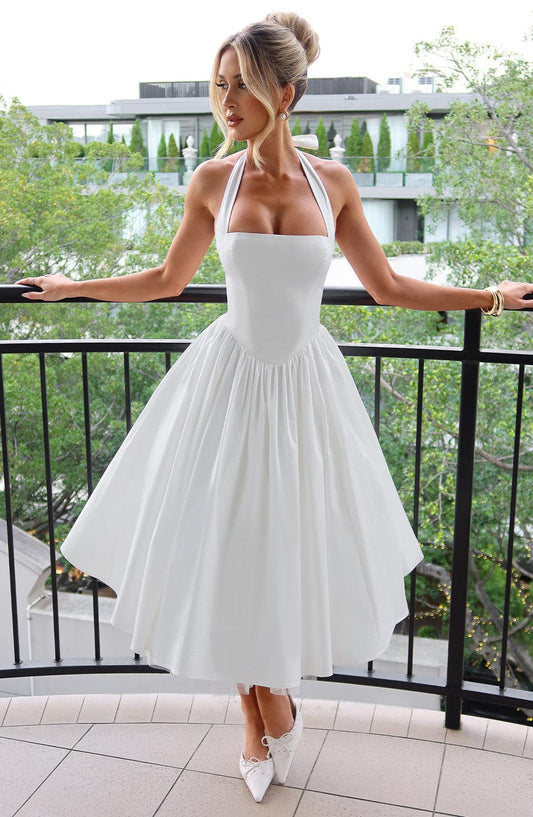 Clara | Women Wedding Guest Halter Midi Dress