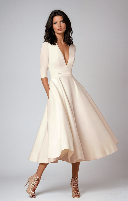 Daisy | Women’s Wedding Guest Elegant Flared Midi Dress