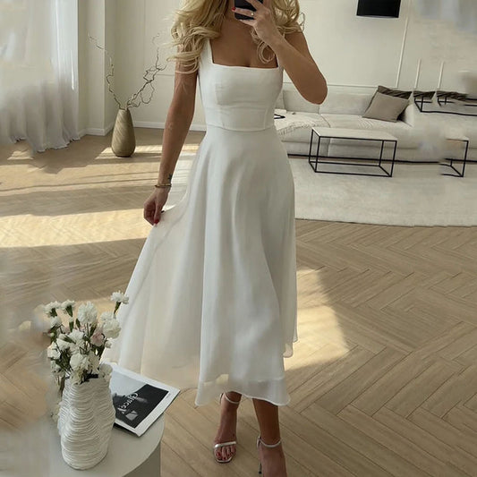 Fiona | Women Wedding Guest Elegant Square Midi Dress