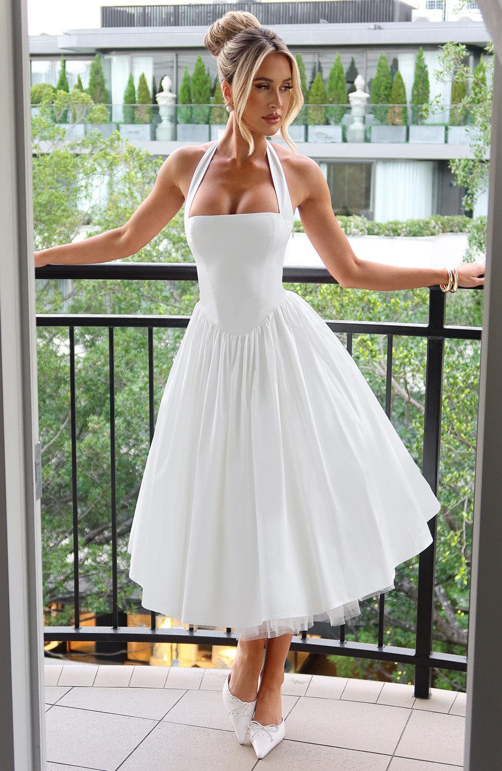 Clara | Women Wedding Guest Halter Midi Dress