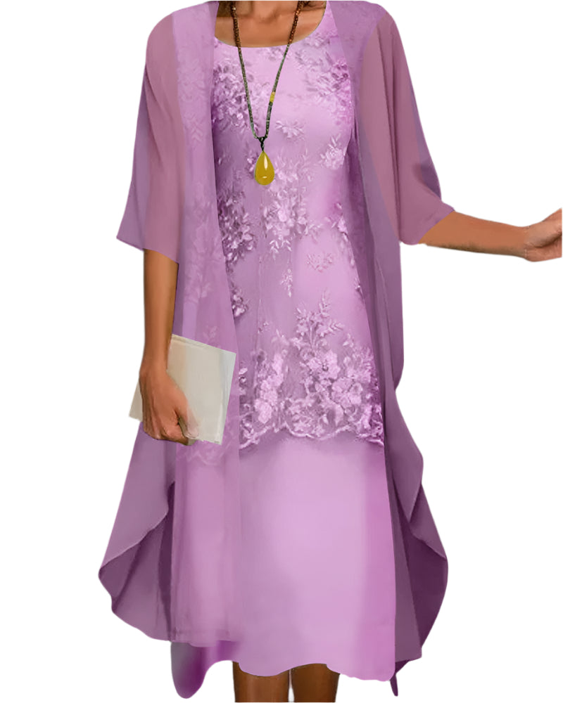 Audrey | Women Wedding Guest Dress Flowing Sheer Sleeve Midi Dress