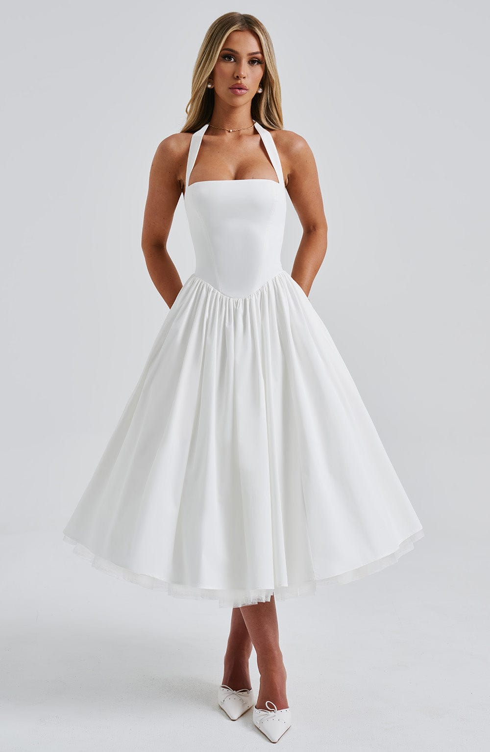 Clara | Women Wedding Guest Halter Midi Dress