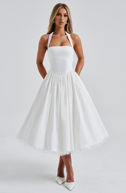 Clara | Women Wedding Guest Halter Midi Dress