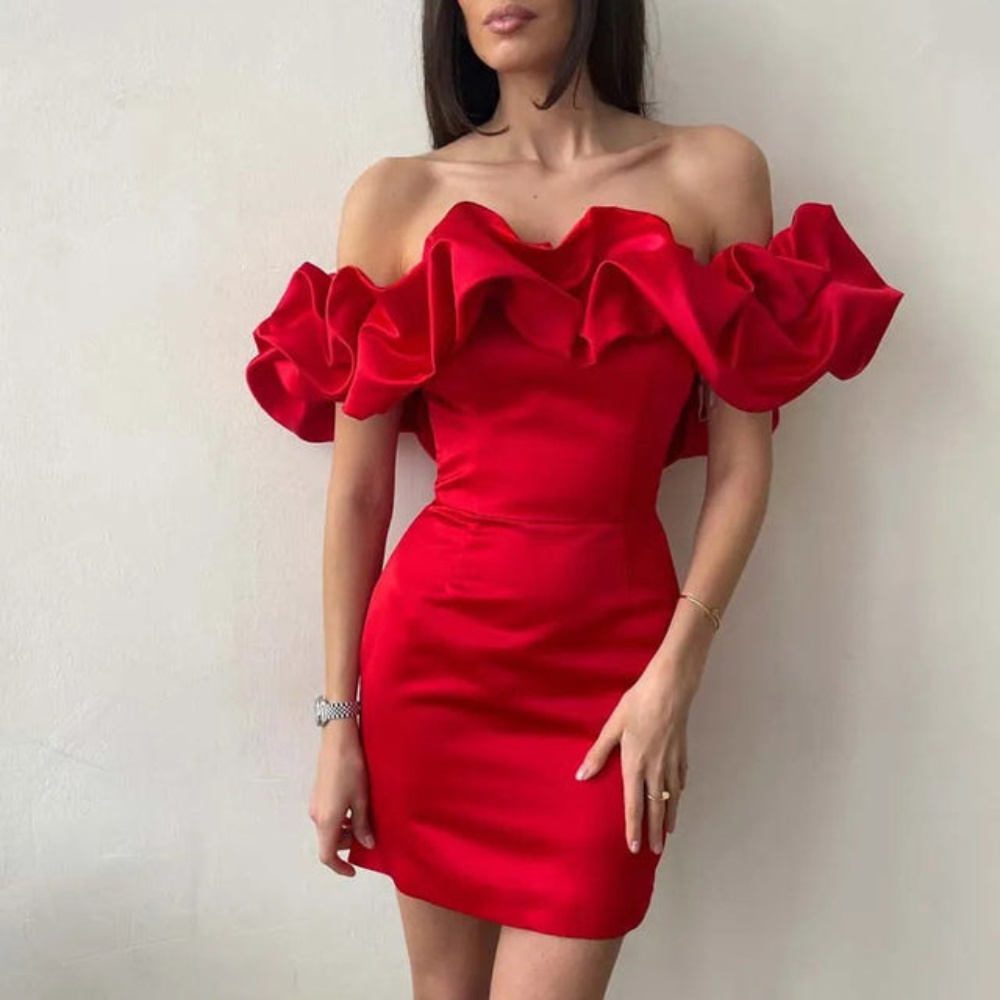 Audrey | Women’s Wedding Guest Ruffle Mini Dress