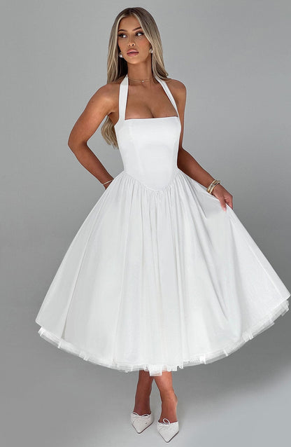 Clara | Women Wedding Guest Halter Midi Dress