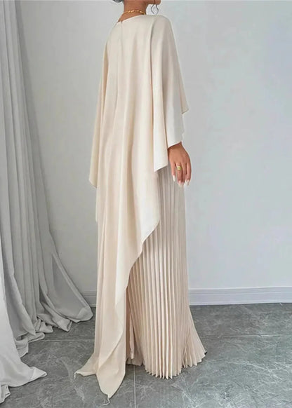 Kaitlyn | Women’s Wedding Guest Pleated Cape Maxi Dress
