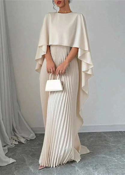 Kaitlyn | Women’s Wedding Guest Pleated Cape Maxi Dress