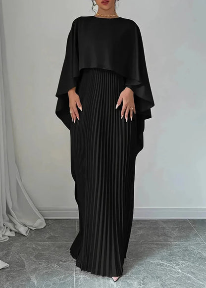 Kaitlyn | Women’s Wedding Guest Pleated Cape Maxi Dress