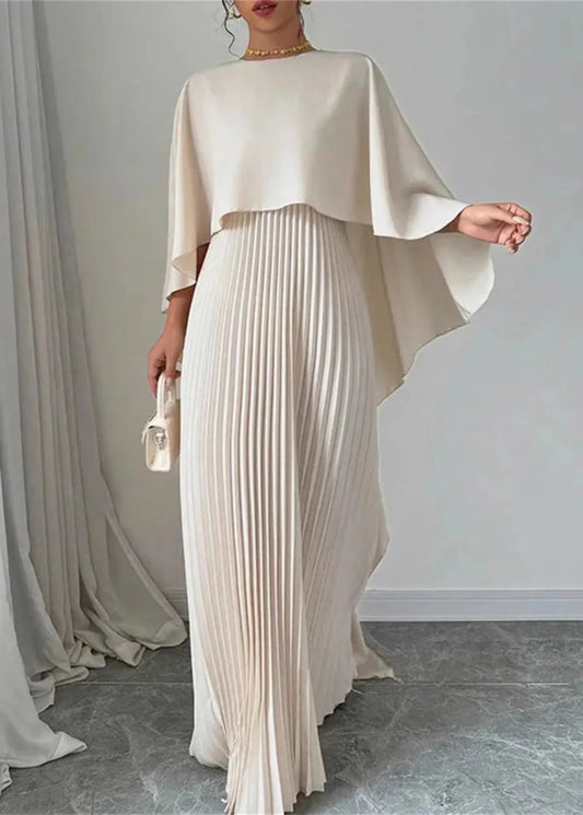 Kaitlyn | Women’s Wedding Guest Pleated Cape Maxi Dress