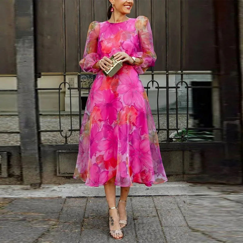 Ashley | Women Wedding Guest Dress Formal Floral Midi Dress