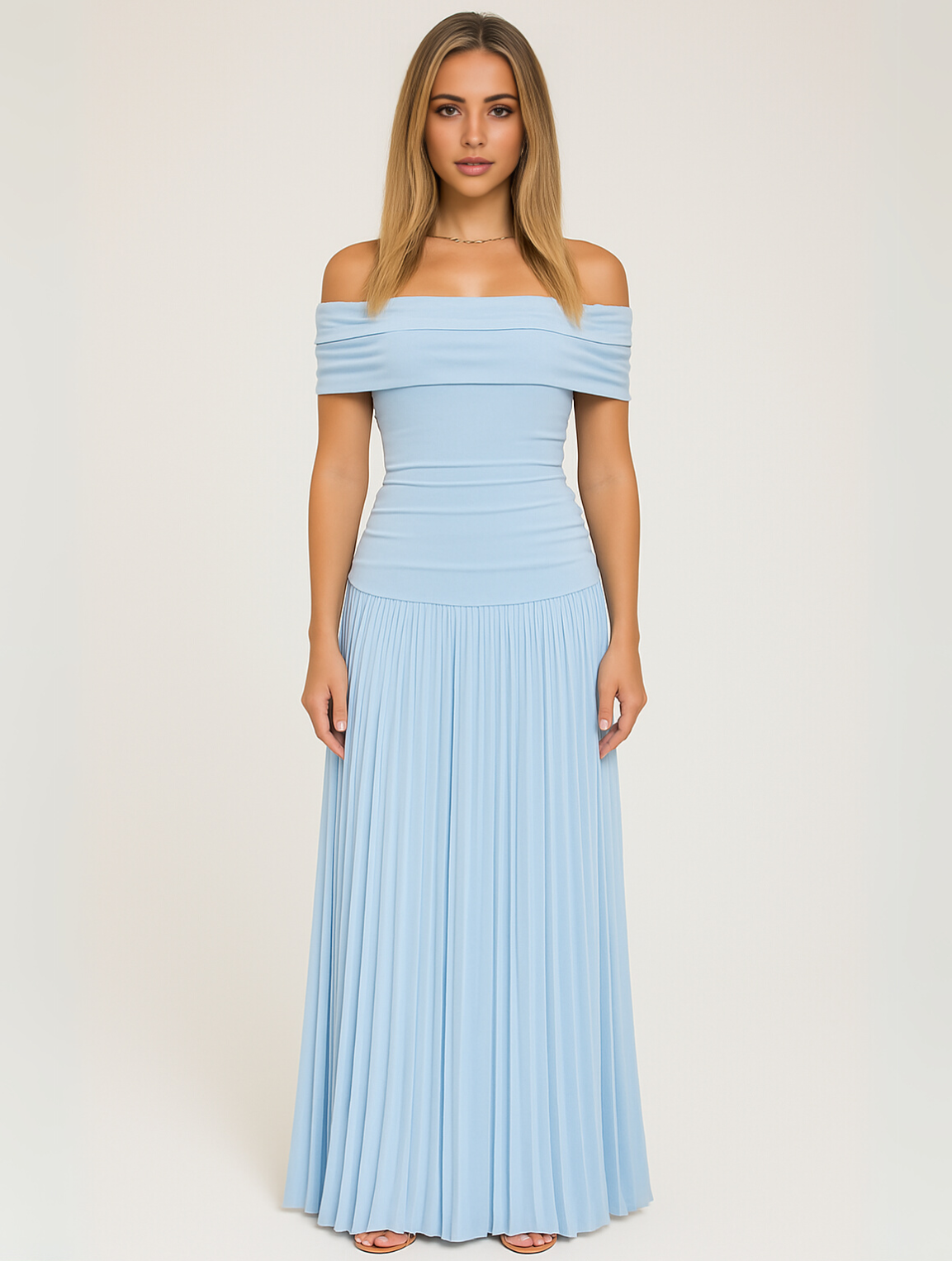 Lauren | Women's Wedding Guest Pleated Maxi Dress