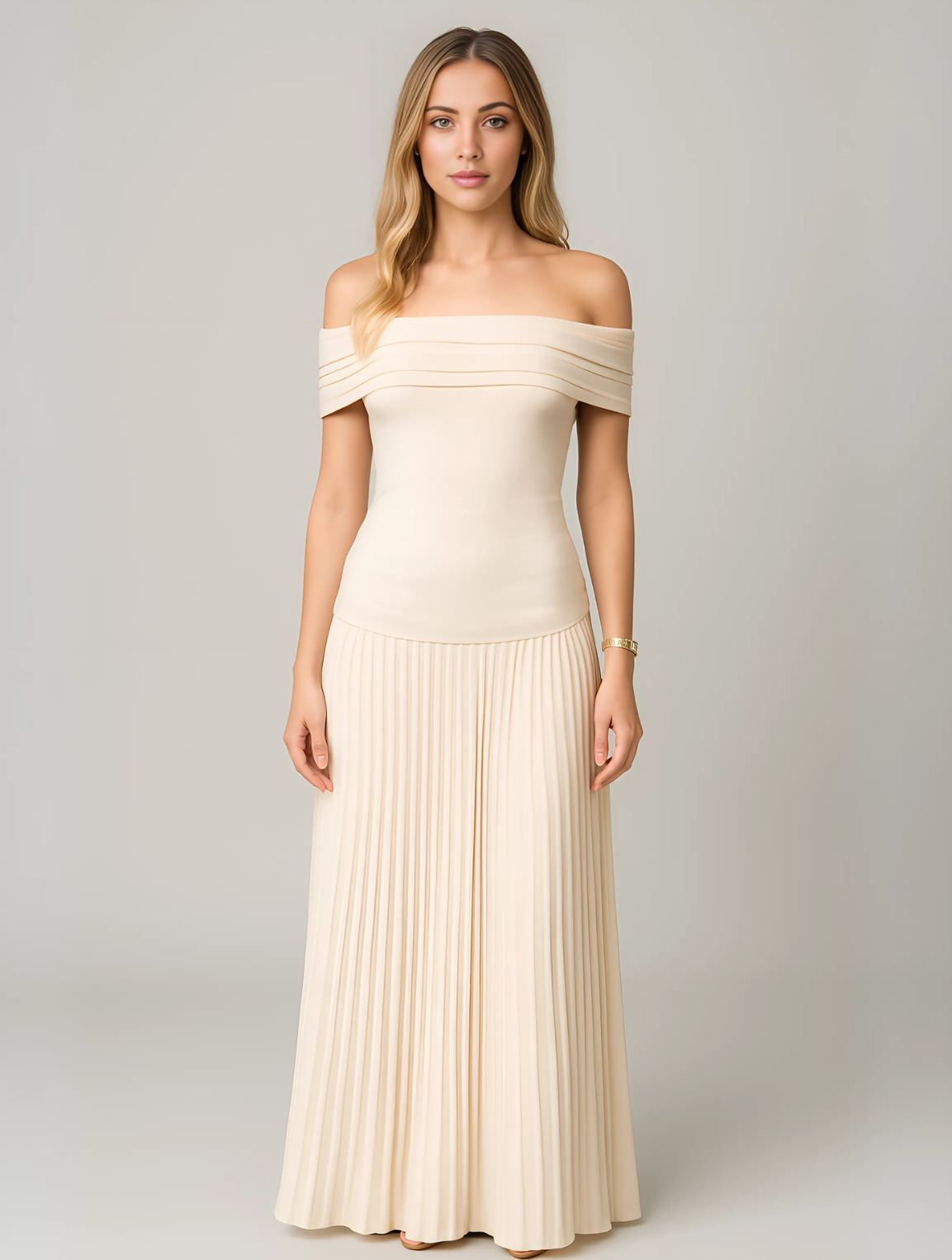 Lauren | Women's Wedding Guest Pleated Maxi Dress