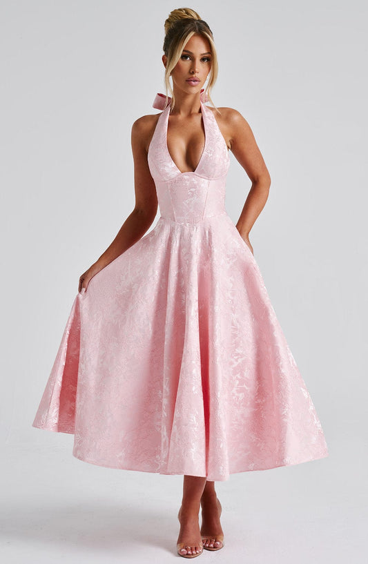 Isabella | Women’s Wedding Guest Dress Halter Midi Dress