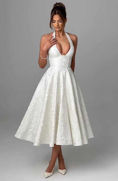 Isabella | Women’s Wedding Guest Dress Halter Midi Dress