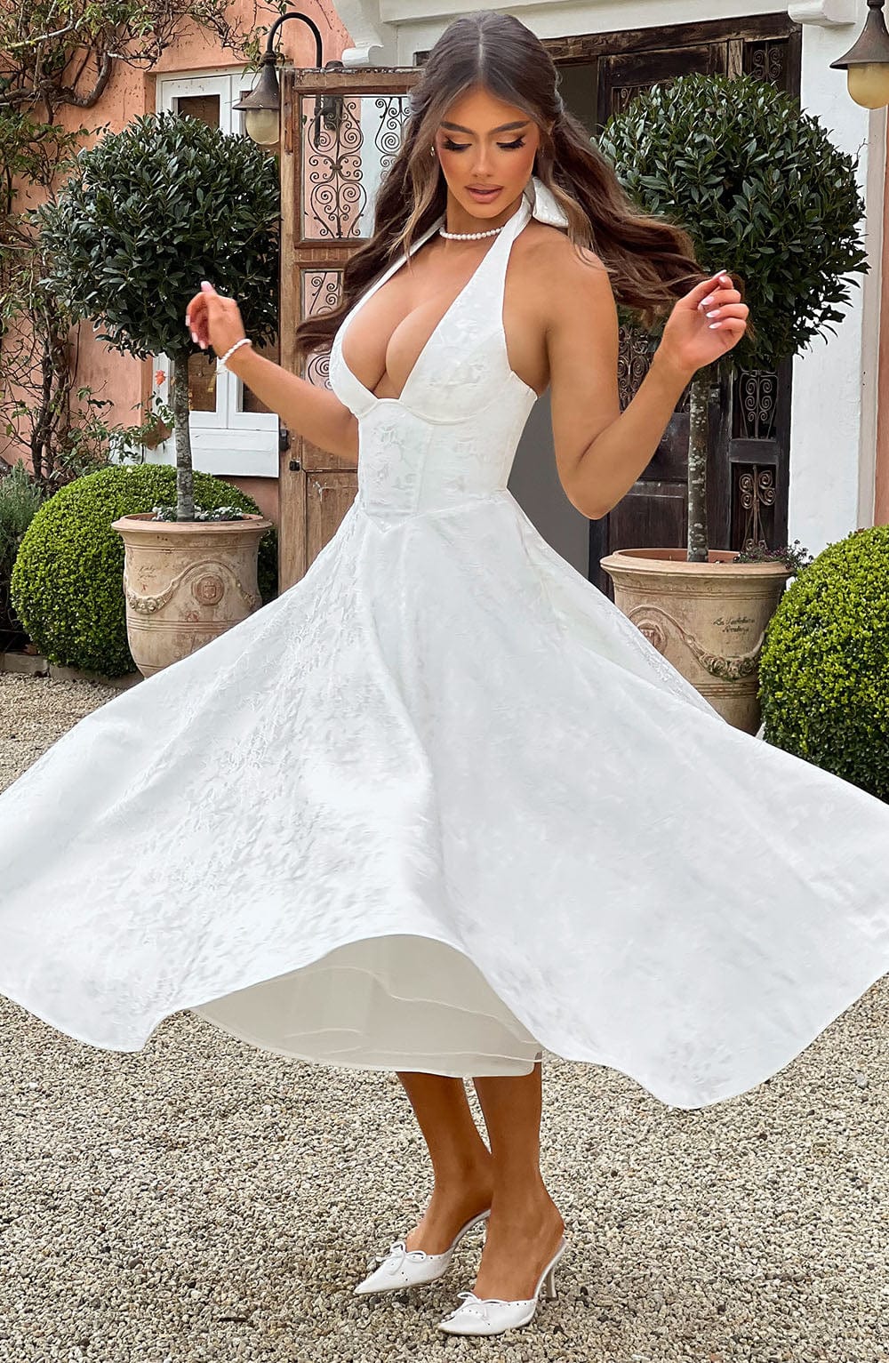 Kaitlyn | Women Wedding Guest Halter Midi Dress