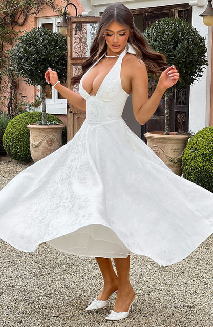Isabella | Women’s Wedding Guest Dress Halter Midi Dress