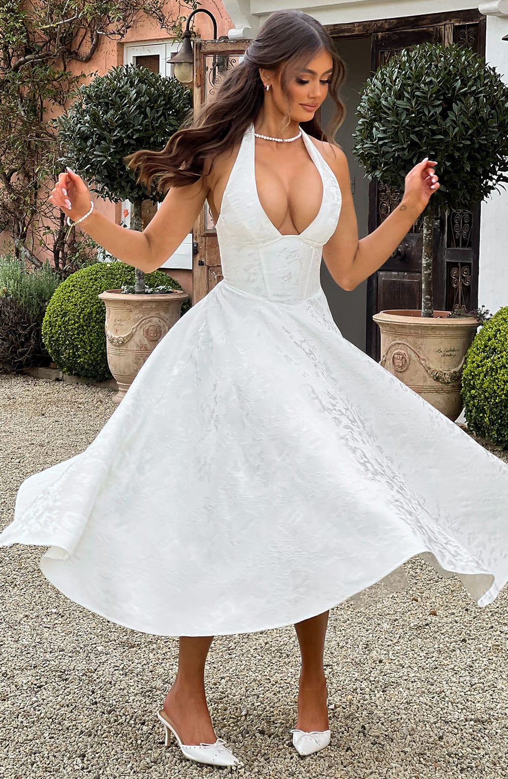 Isabella | Women’s Wedding Guest Dress Halter Midi Dress