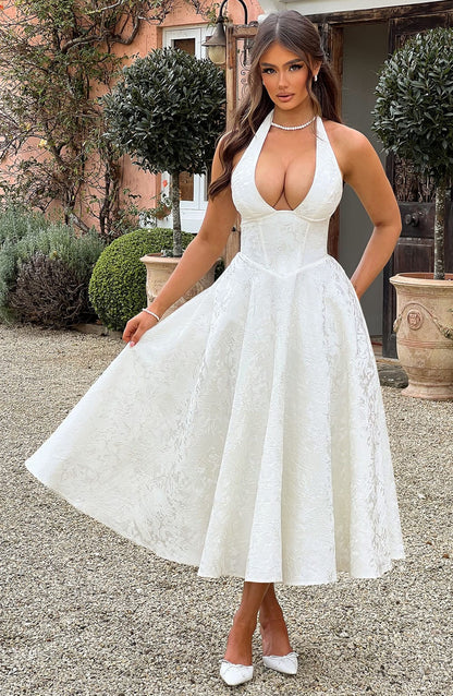Kaitlyn | Women Wedding Guest Halter Midi Dress