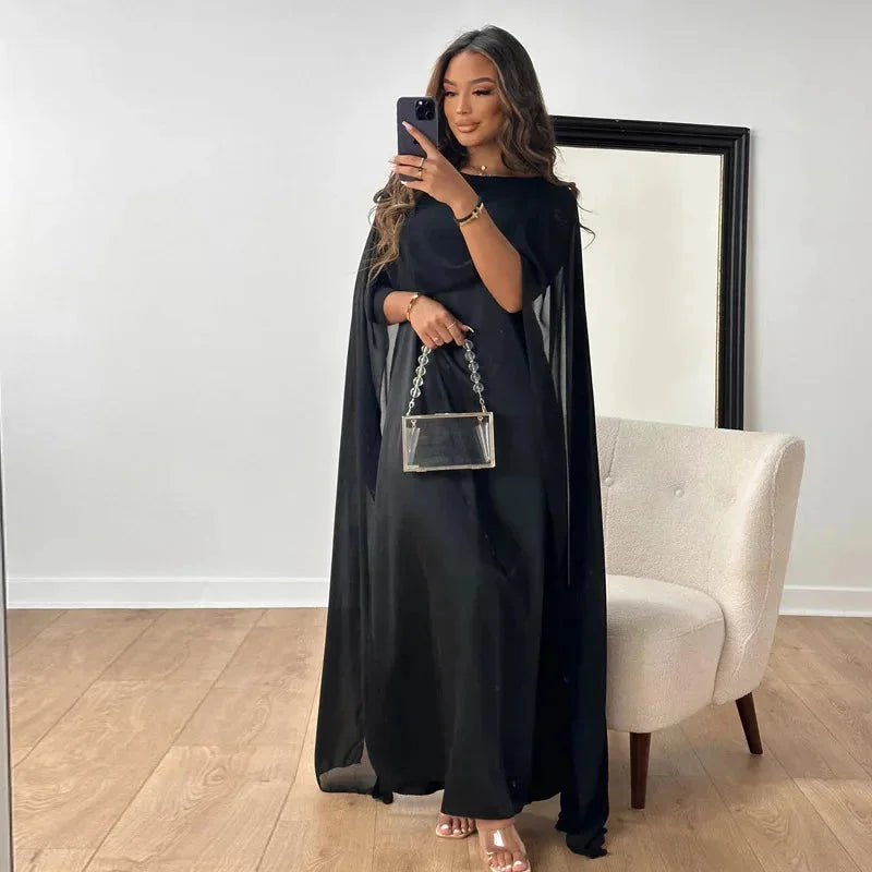Isabella | Women Wedding Guest Cape Maxi Dress